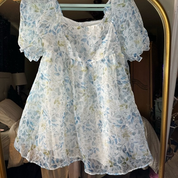 Women’s floral print square neck puff sleeve baby doll dress size medium NWOT - Picture 6 of 8